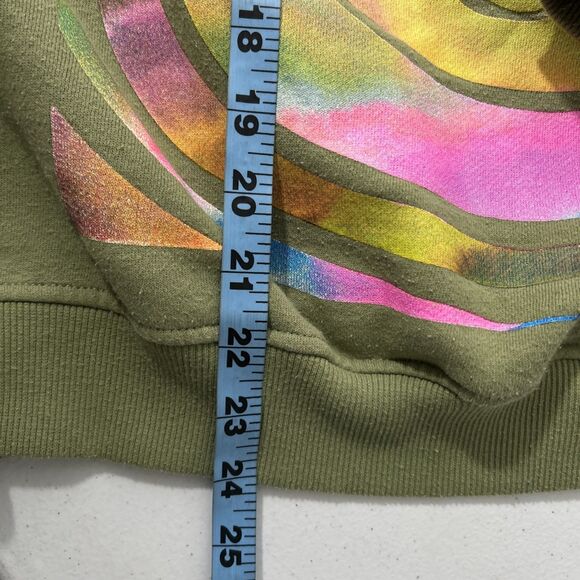 Nirvana Sweatshirt Womens S‎ Petite Green Crew Neck Graphic Smile Overdyed Y2K - Picture 8 of 8